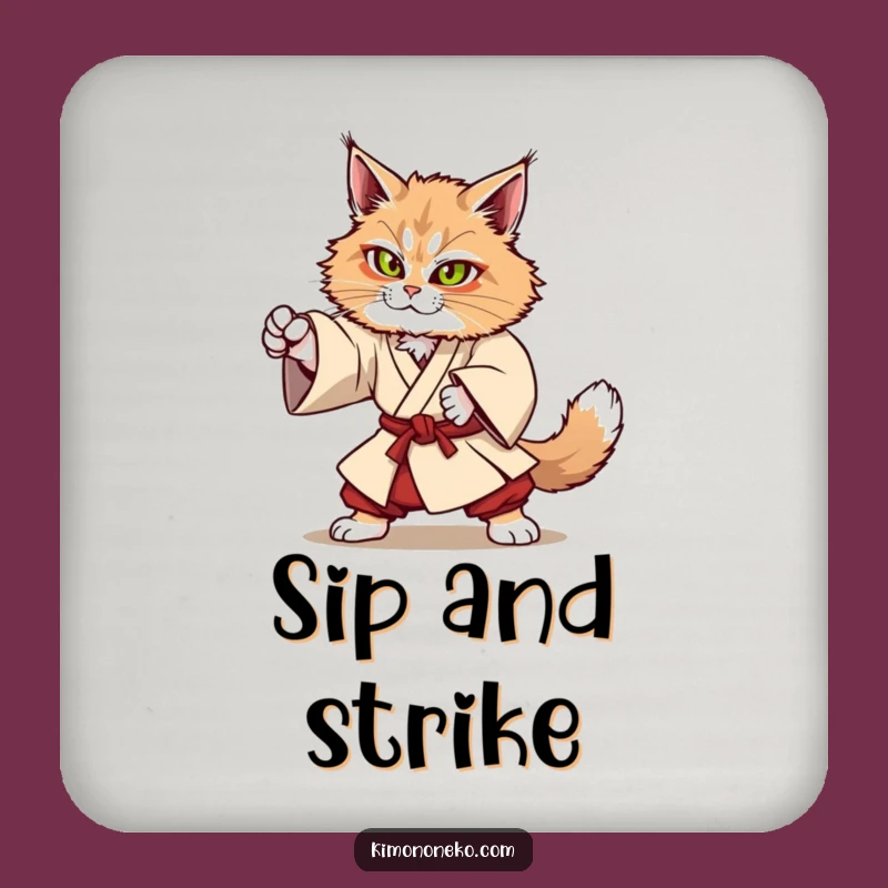 Funny Kawaii Maine Coon Cat Coaster - Strong Anime Drink Mat