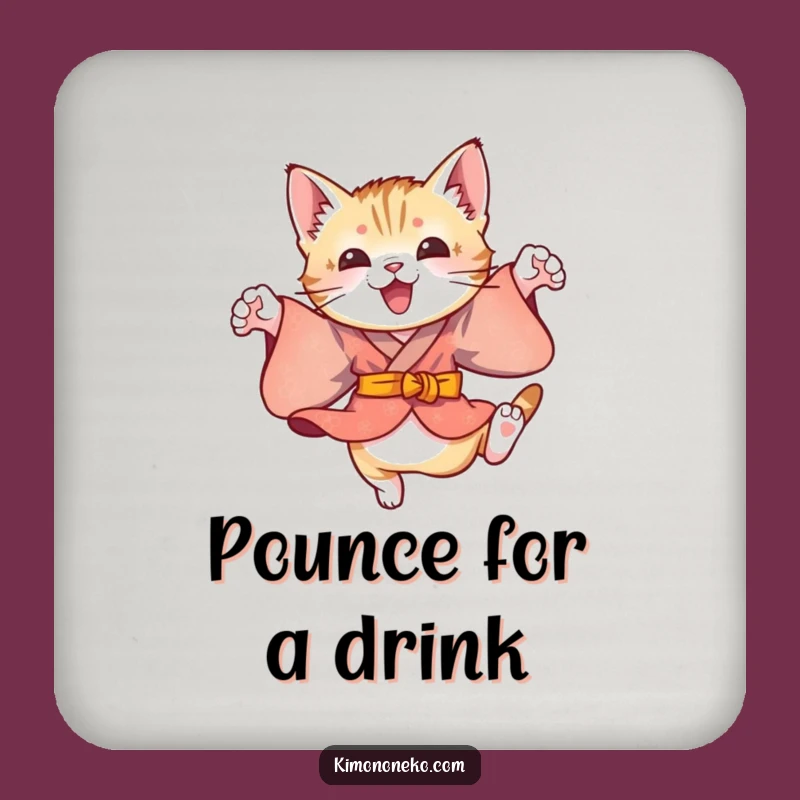 Funny Kitten Kimono Coaster: Playful Decor, Perfect Energetic Gift
