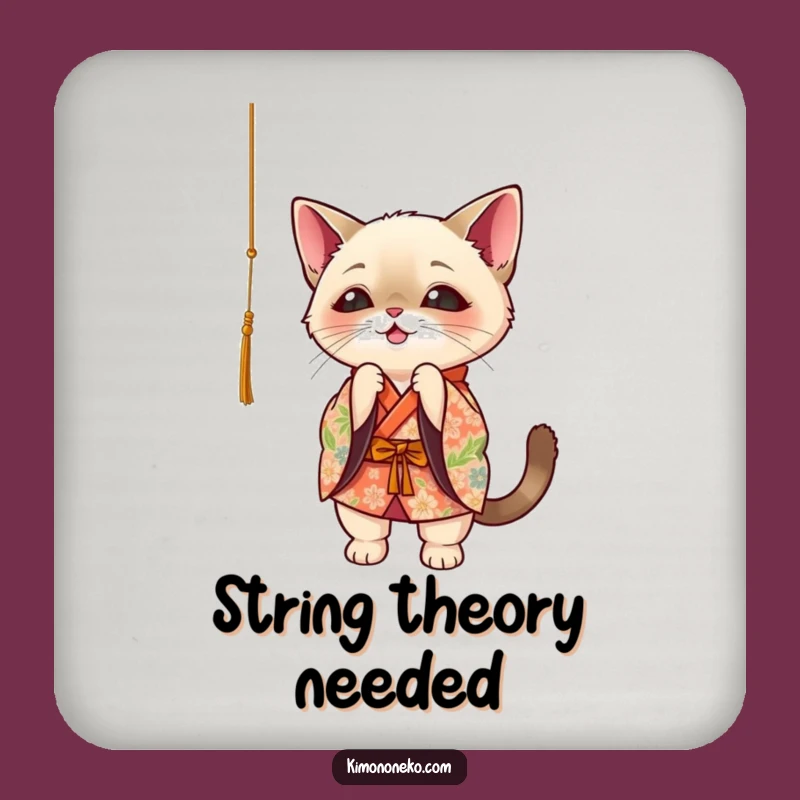 Funny Siamese Cat Kimono Coaster: Playful Kawaii Oriental Cat Table Protector