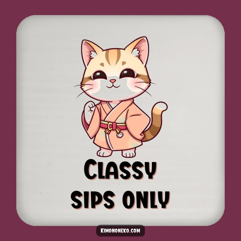 Funny Stylish Cat Kimono Coaster - Protect Surfaces with Style