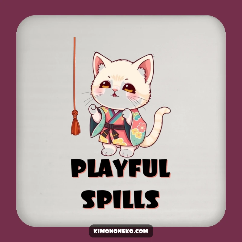 Funny Kitten Kimono Coaster: Protects Surfaces with Playful Charm