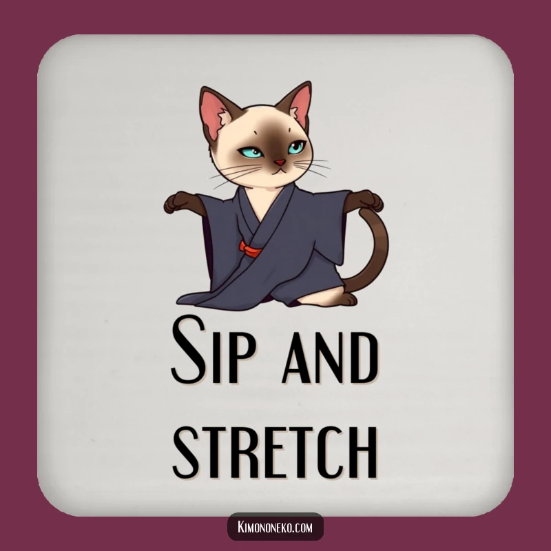 Funny Siamese Cat Kimono Coaster: Elegant Protection, Chic Home Accessory Gift