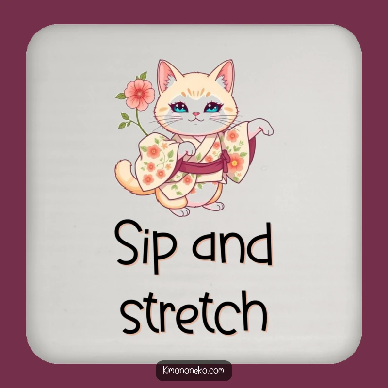 Funny Artistic Cat Kimono Drink Coaster: Protect Surfaces with Artistry