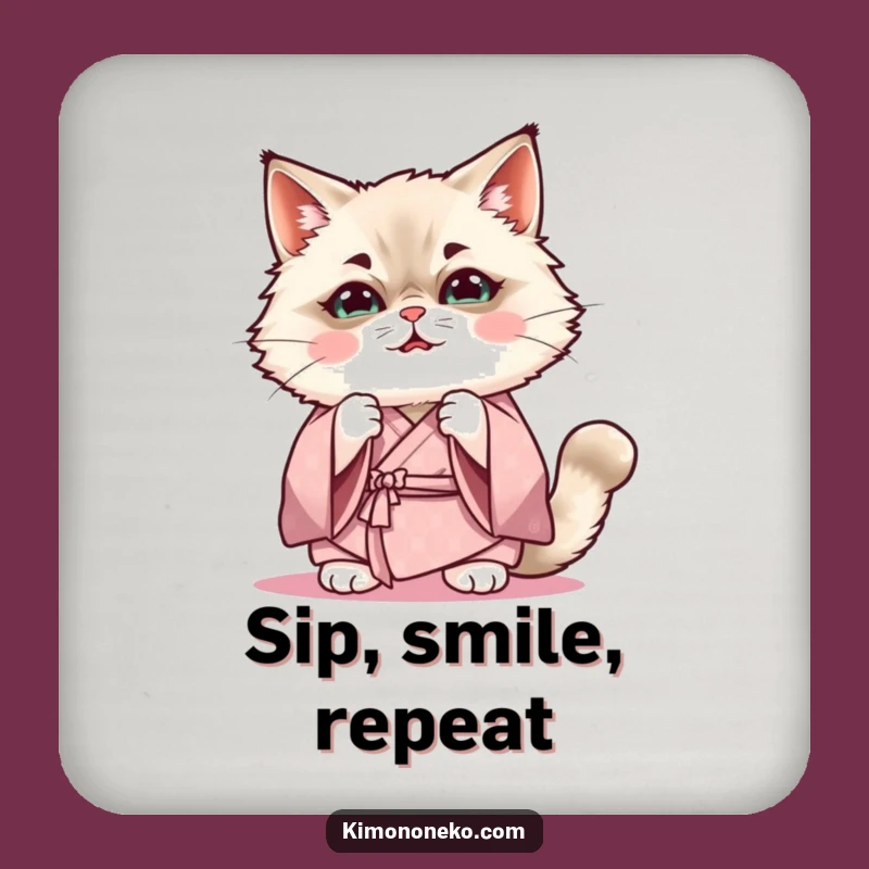 Funny Kawaii Ragdoll Cat Coaster - Cute Anime Drink Mat