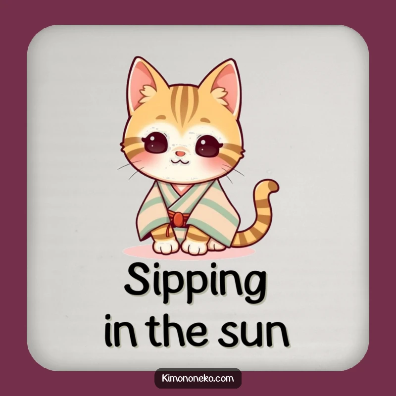 Funny Kawaii Tabby Coaster: Content Cat Sun Protection