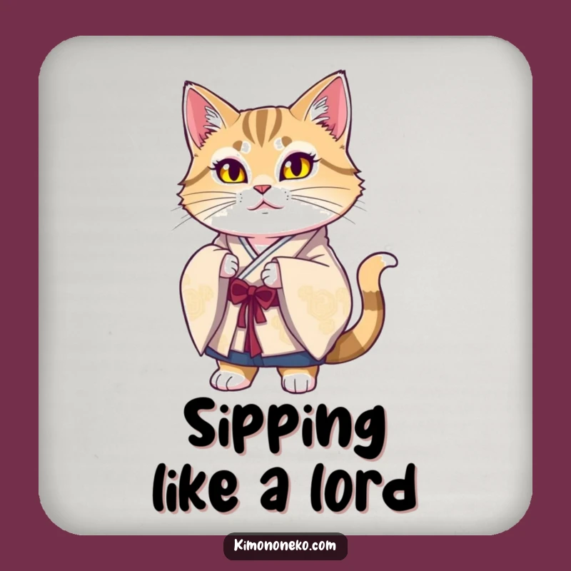 Funny Majestic Cat Kimono Coaster: Protect Surfaces with Proud Feline Charm Gift