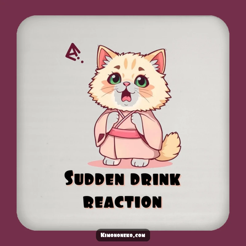 Funny Kawaii Persian Cat Coaster: Startled Reaction Surface Protection