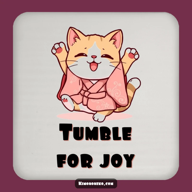 Funny Kawaii Cat Kimono Coaster: Clumsy Surface Guard, Whimsical Gift