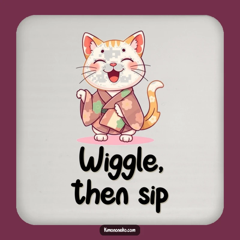 Funny Happy Cat Kimono Coasters - Cheerful Protection for Your Table!