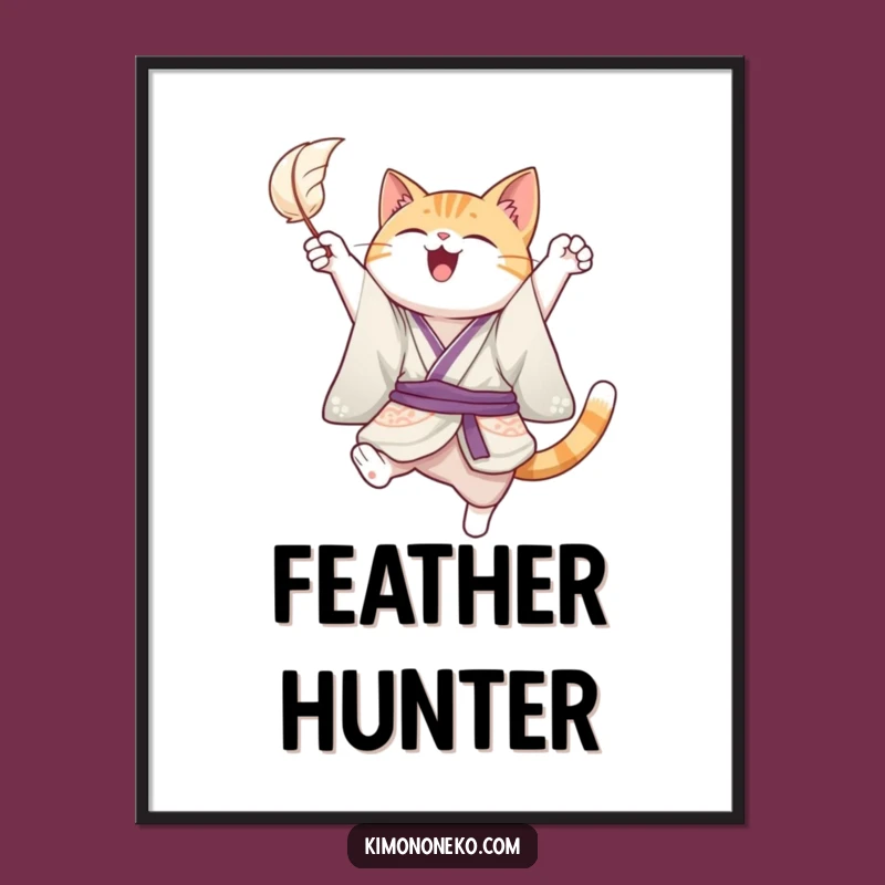 Funny Joyful Cat Kimono Poster - Art Full of Playful Energy