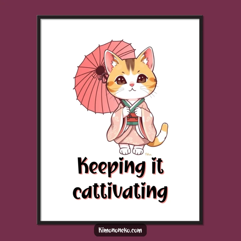 Funny Calico Cat Kimono Poster: Elegant Art for Your Walls!