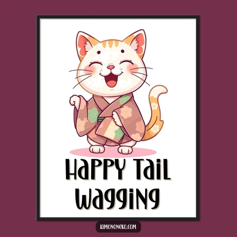 Funny Happy Cat Kimono Poster - A Celebration of Pure Delight!