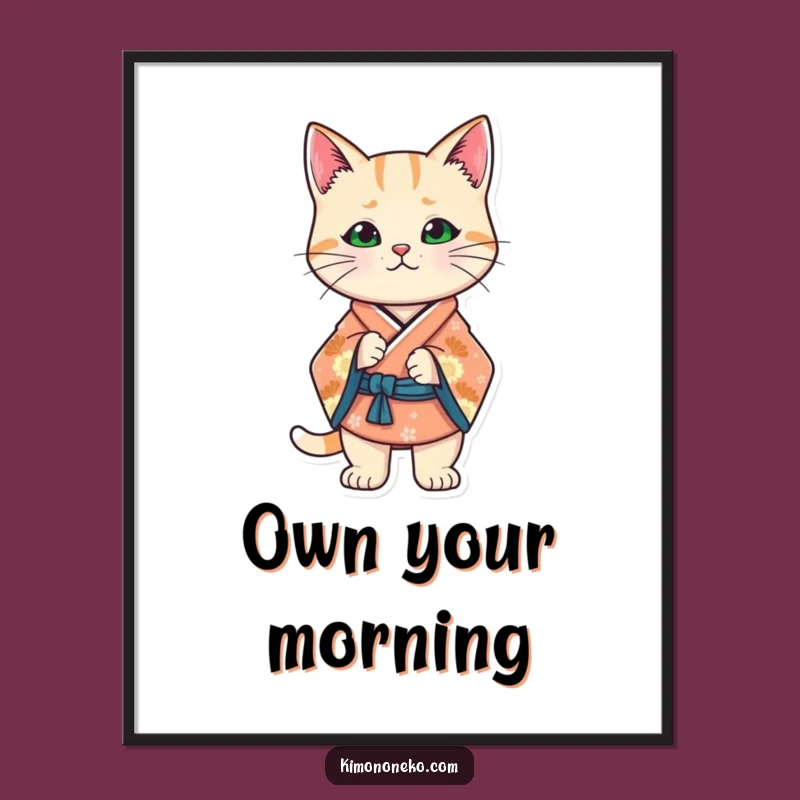 Funny Kawaii Cat Kimono Poster: Confident Art, Stylish Wall Decor Funny Gift