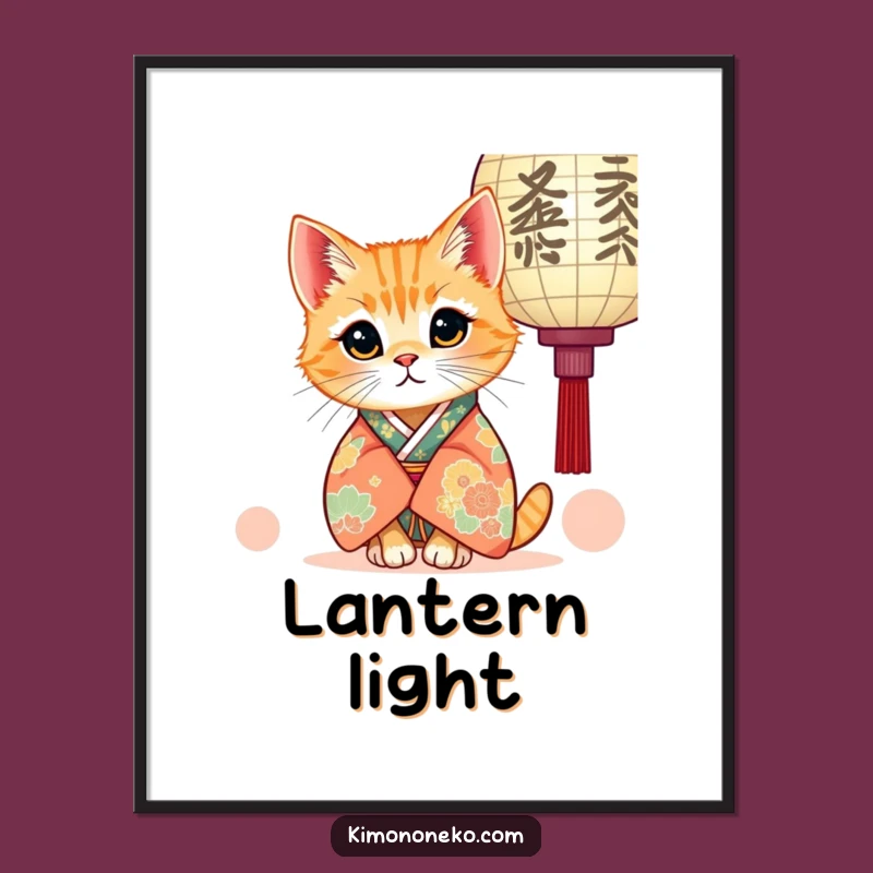 Funny Kawaii Ginger Cat Kimono Poster: Adorn Walls with Curious Feline Art