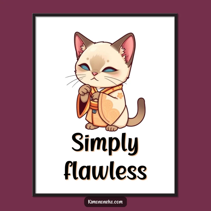 Funny Siamese Cat Kimono Poster - Elegant Wall Art!