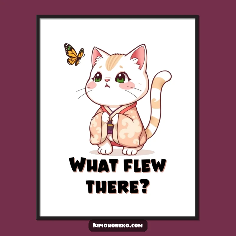 Funny Surprised Cat Kimono Poster - Festive & Hilarious Wall Art