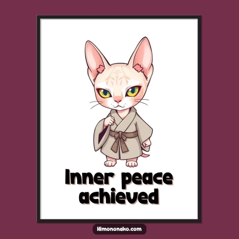 Funny Kawaii Sphynx Cat Kimono Poster: Striking Confident Pose Art Print