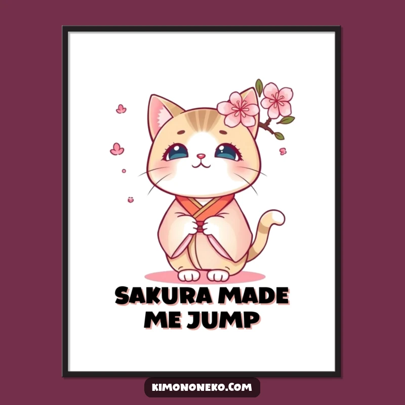 Funny Kawaii Kimono Cat Poster: Add Surprising Humor to Your Walls, Great Funny Gift