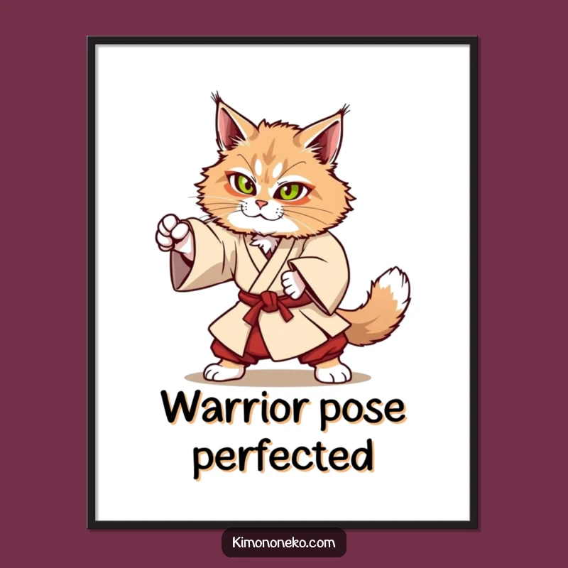 Funny Kawaii Maine Coon Martial Arts Poster - Strong Anime Art