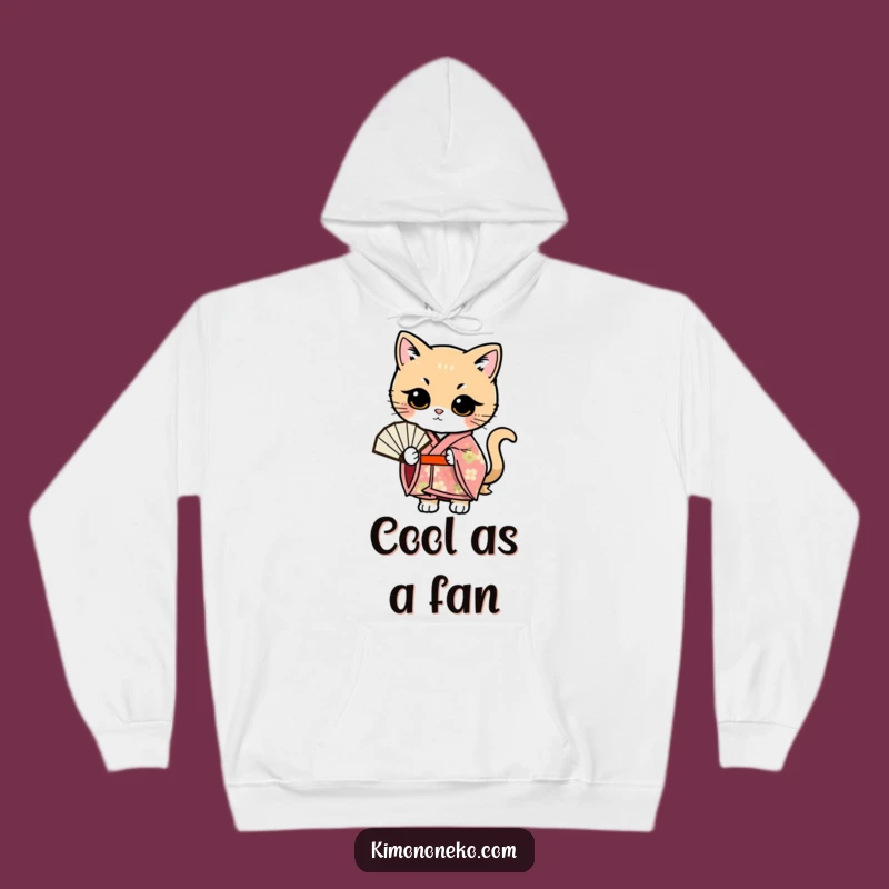 Funny Kawaii Cat Hoodie: Floral Kimono Fan Sweatshirt, Perfect Funny Gift