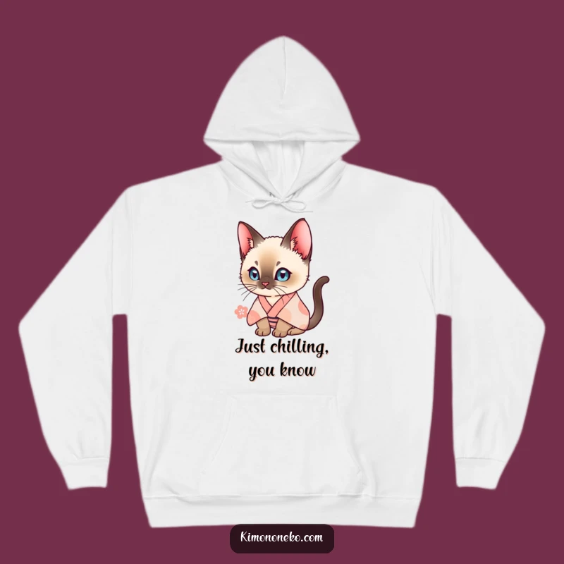 Cozy Funny Siamese Cat Kimono Hoodie: Curious Feline Style, Warm Humorous Winter Gift