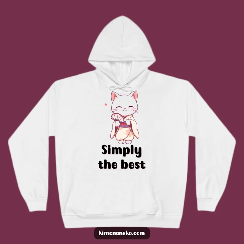 Cozy Funny White Cat Kimono Hoodie: Sophisticated Feline Fan, Warm Humorous Gift