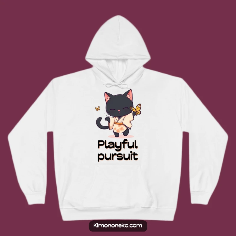 Funny Black Cat Kimono Hoodie: Cozy Playful Feline Chase, Hilarious Gift