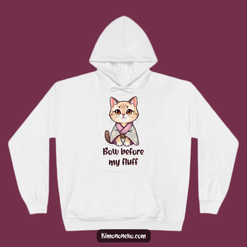 Funny Cat Kimono Hoodie: Regal Kitty Silk Pride - Cozy Sophistication