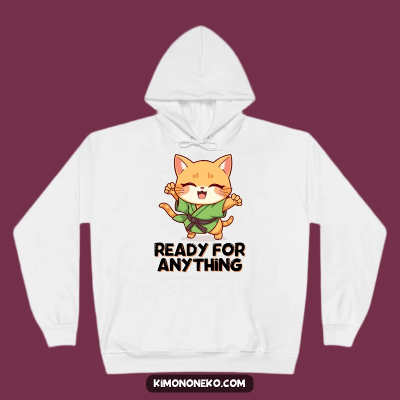 Funny Ginger Cat Kimono Hoodie: Cozy Kawaii Cat Pouncing Action Sweatshirt