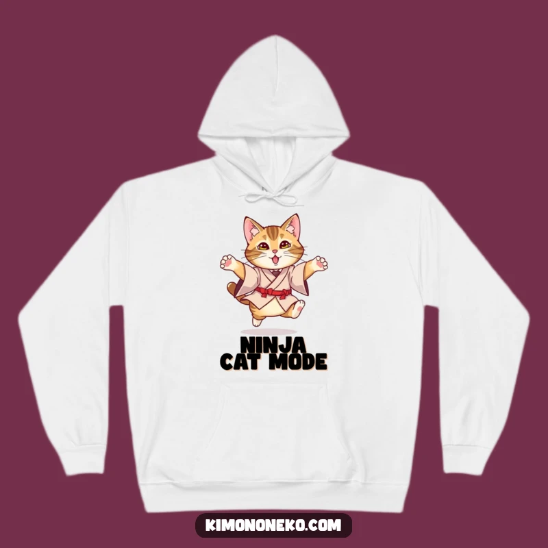 Funny Kimono Cat Hoodie: Cozy Tabby Performing a Funny Leap Sweatshirt