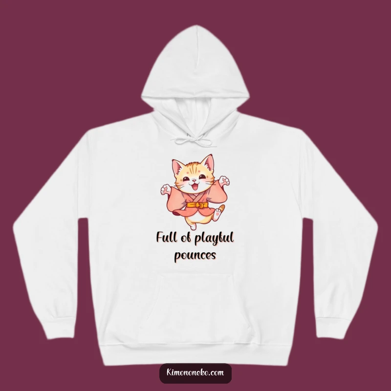 Funny Kitten Kimono Leaps Hoodie: Cozy Playful Sweatshirt, Perfect Energetic Gift