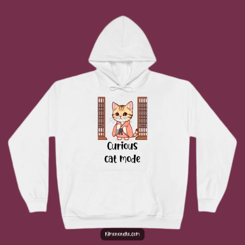 Funny Tabby Cat Kimono Hoodie: Cozy Curious Cat, Warm & Playful Gift