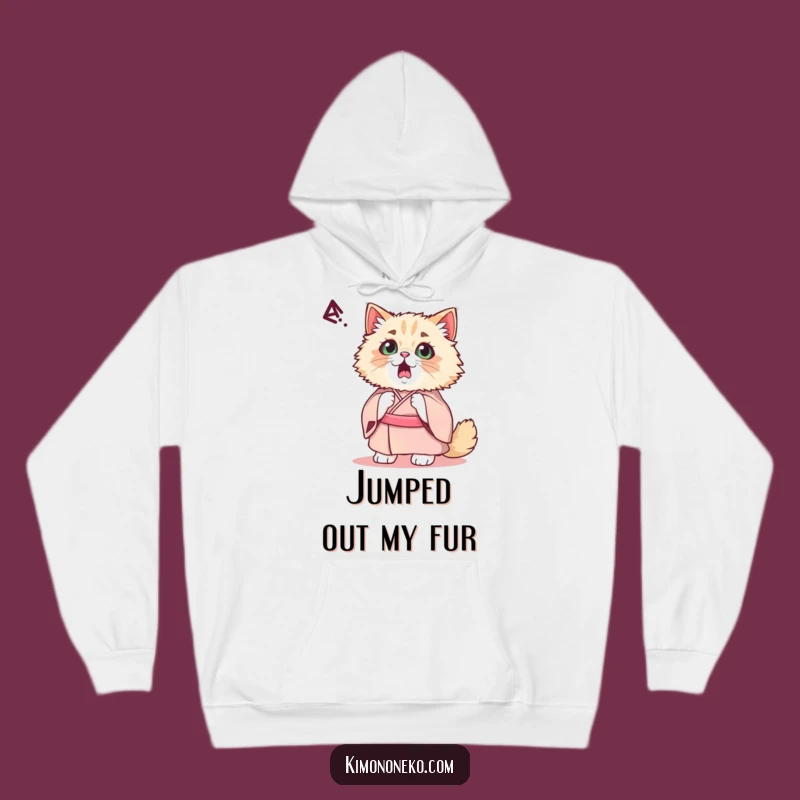 Funny Kawaii Persian Cat Hoodie: Cozy & Startled Kimono Comfort