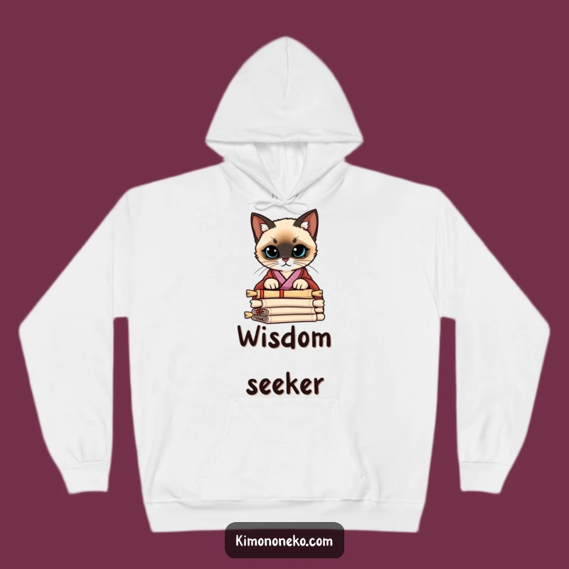 Funny Siamese Kimono Hoodie: Cozy Curious Cat Scroll Sweatshirt