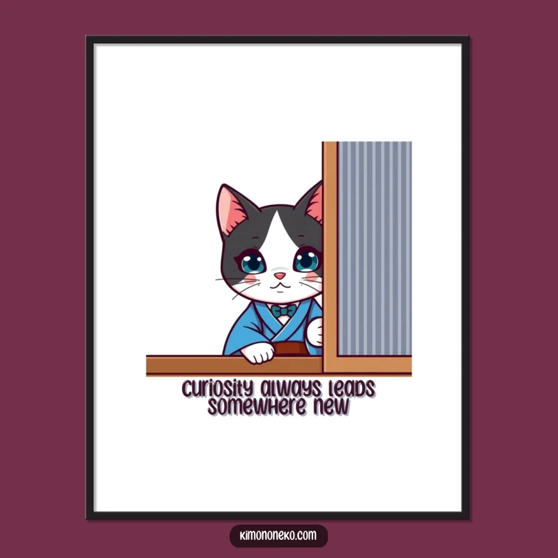 Free Printable Wall Art: Curious Tuxedo Cat Peek - Downloadable Decor