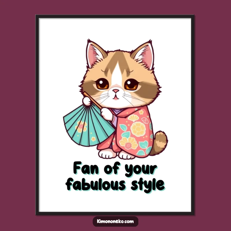 Funny Free Printable Wall Art: Kawaii Scottish Fold Cat Fan Decor