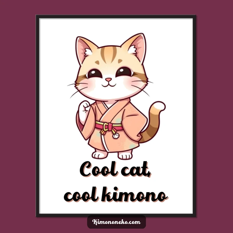 Free Printable Wall Art: Funny Stylish Cat Kimono Downloadable Poster