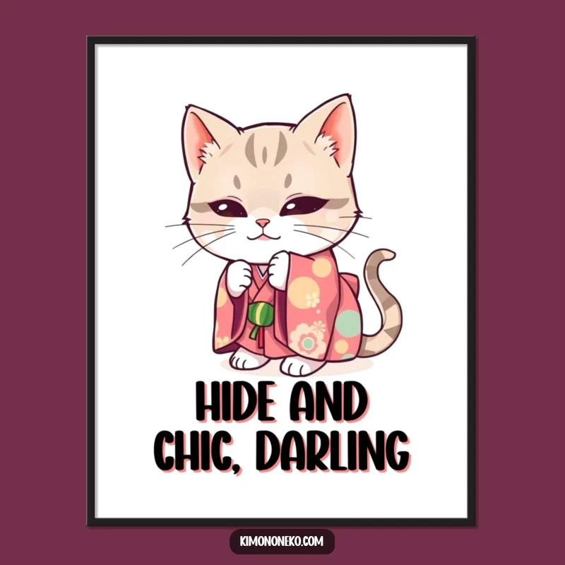 Free Printable Wall Art: Mischievous Cat Kimono Playful Funny Downloadable Art