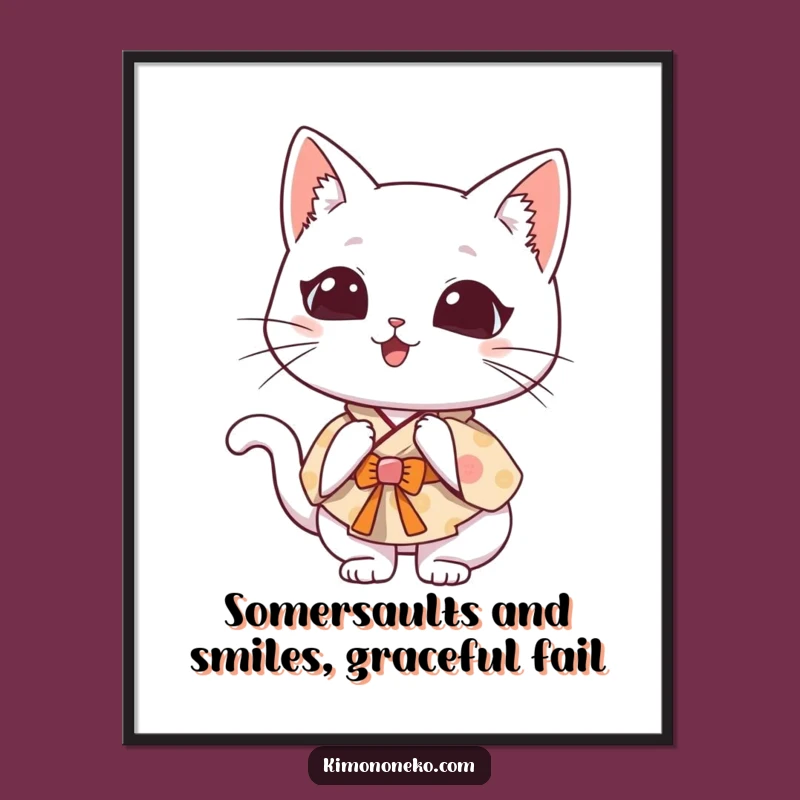 Hilarious Free Printable Wall Art: Clumsy Cat Somesault - Downloadable Decor