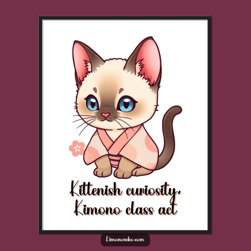 Free Printable Siamese Cat Wall Art: Curious Kimono Cat Funny Downloadable Decor