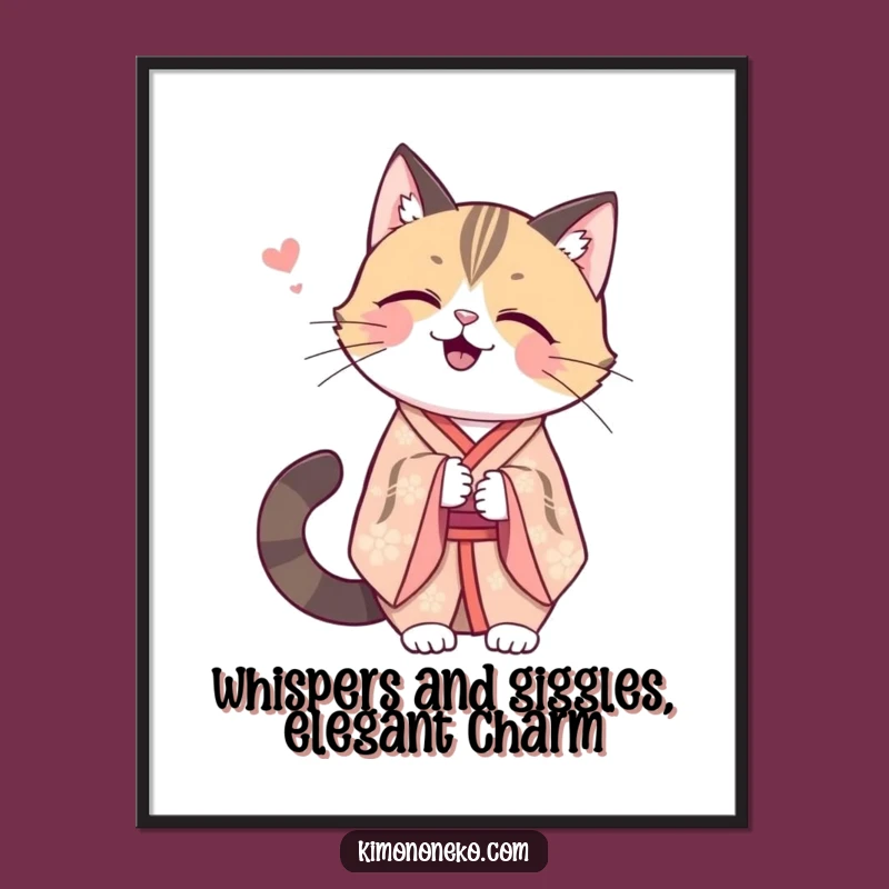 Whimsical Free Printable Wall Art: Giggling Cat Kimono - Downloadable Decor