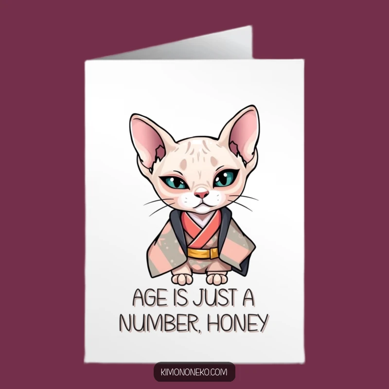 Cool Free Printable Birthday Card: Sphynx Cat Wink Downloadable Fun
