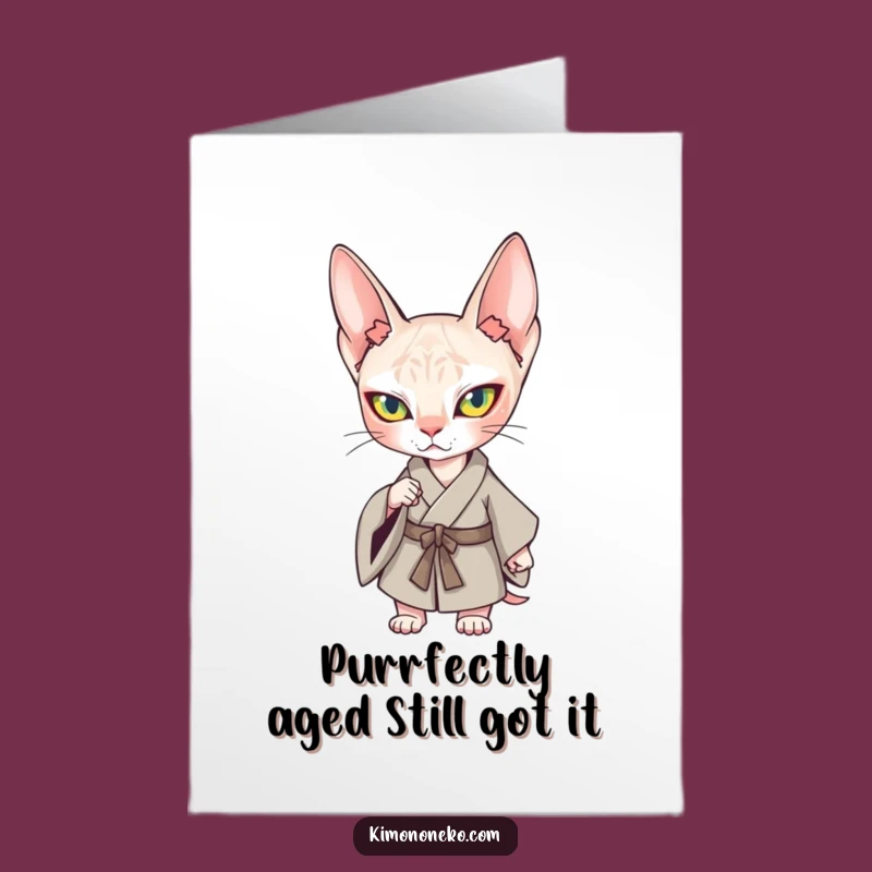 Free Printable Birthday Card: Funny Sphynx Cat Kimono - Downloadable & DIY Gift