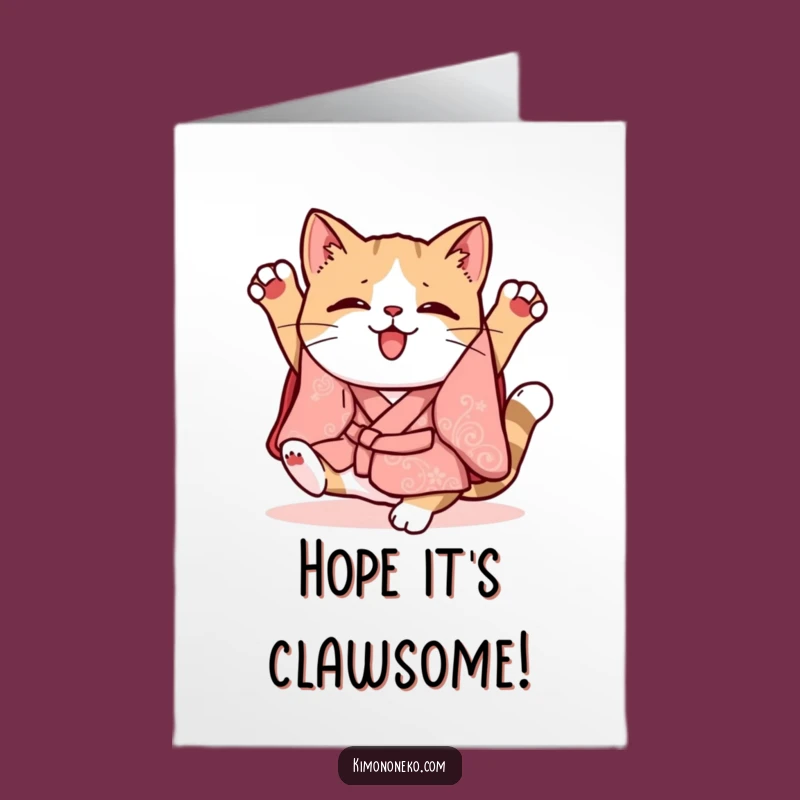 Free Printable Kawaii Cat Birthday Card - Clumsy Somesault Kitten Downloadable Gift