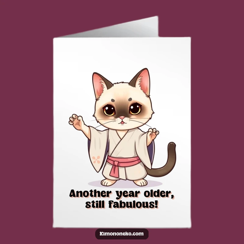 Free Printable Kawaii Siamese Birthday Card: Dramatic Downloadable Gift