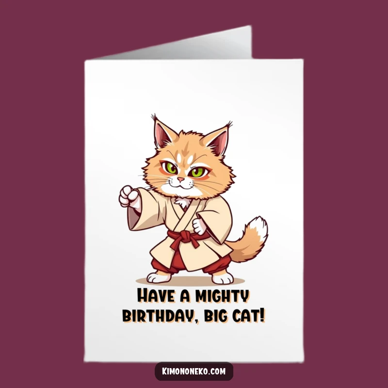 Action-Packed Free Printable Birthday Card: Maine Coon Martial Arts