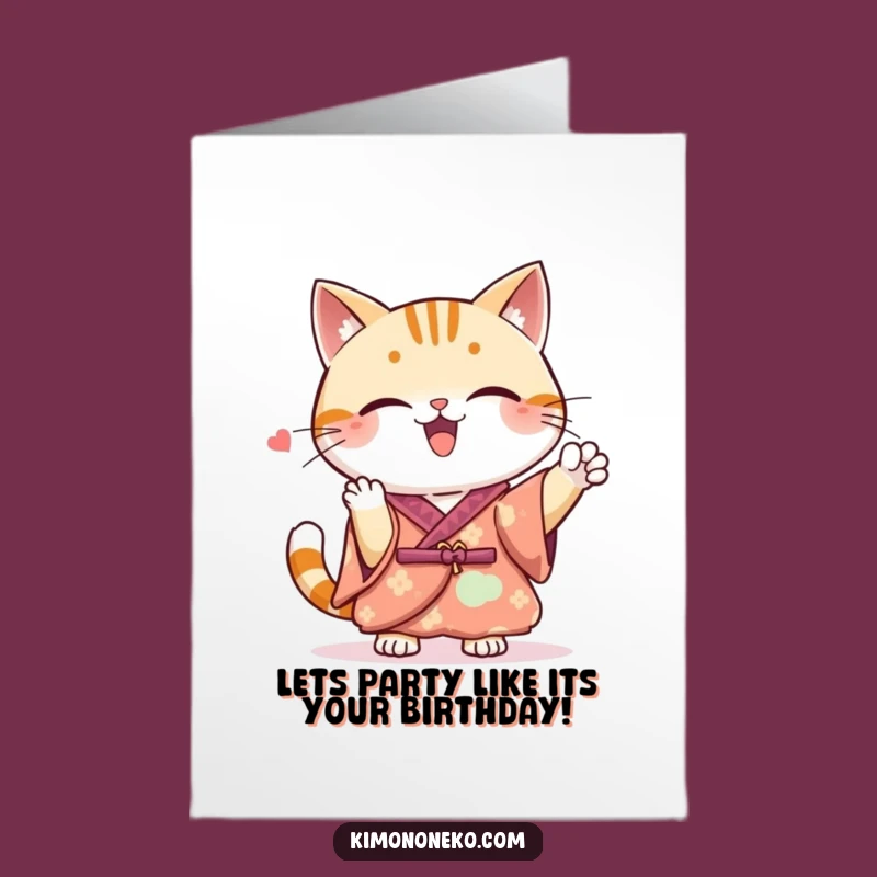 Free Printable Birthday Card: Kawaii Cat Cheer, Enthusiastic Downloadable Gift