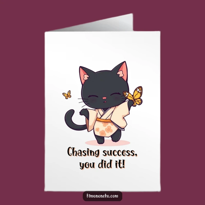 Free Printable Black Cat Congrats Card: Playful Chase for a Joyful Celebration