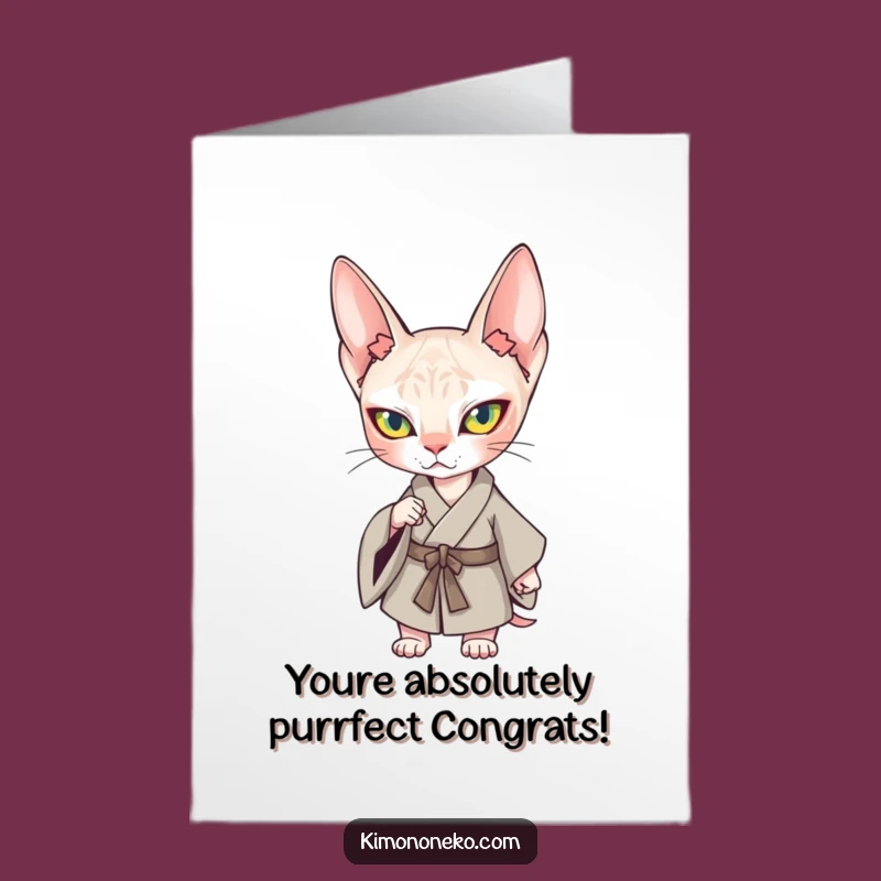 Free Printable Congrats Card: Determined Sphynx Cat Kimono - Fun Downloadable