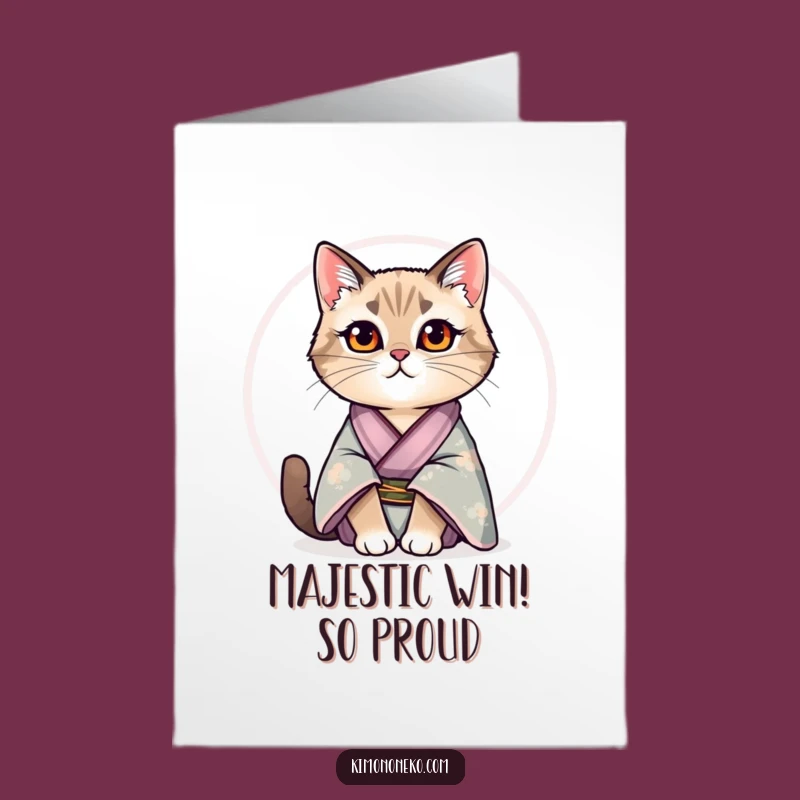 Free Printable Congrats Card: Regal Cat in Silk Kimono - Downloadable Gift
